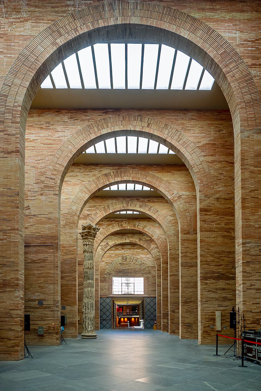 arches inside national museum of roman art in merida spain