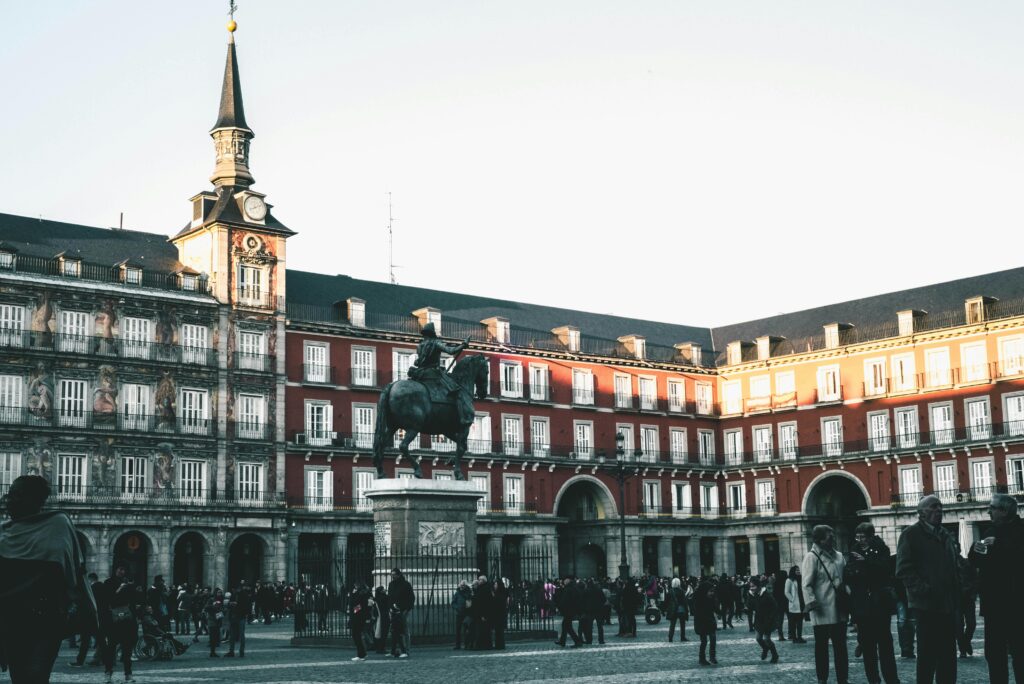 Plaza Mayor in Madrid, near many of the best hotels in Madrid, Spain.