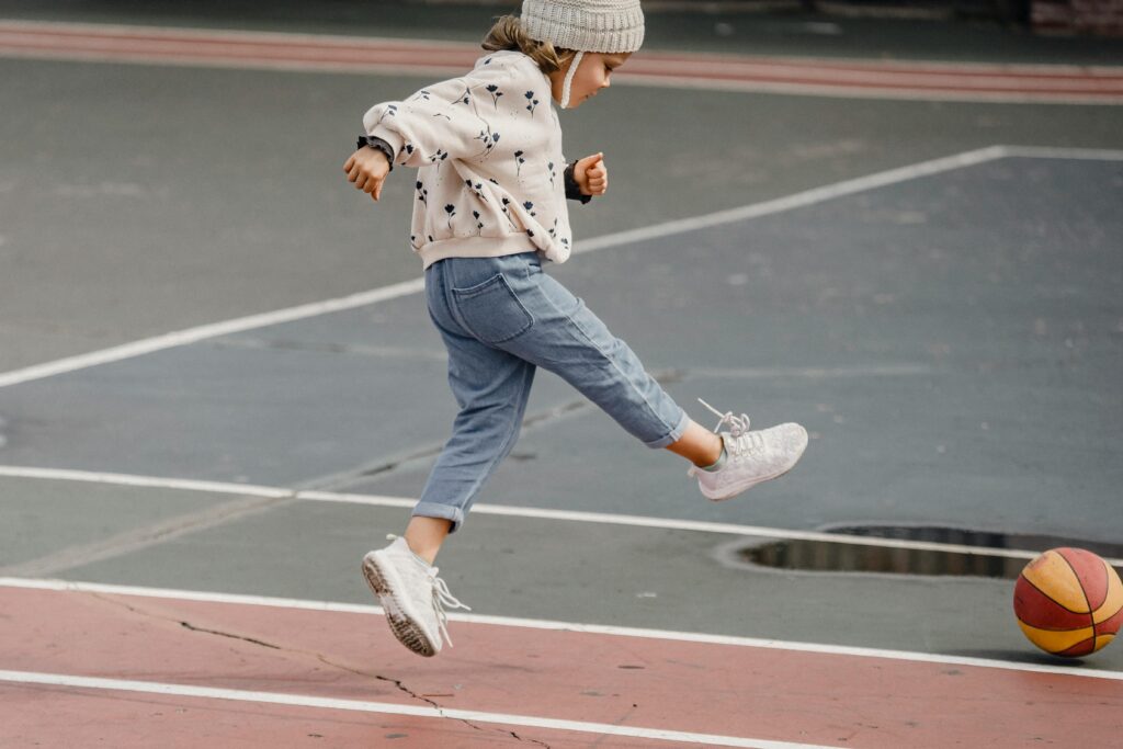 Child jumping in shoes