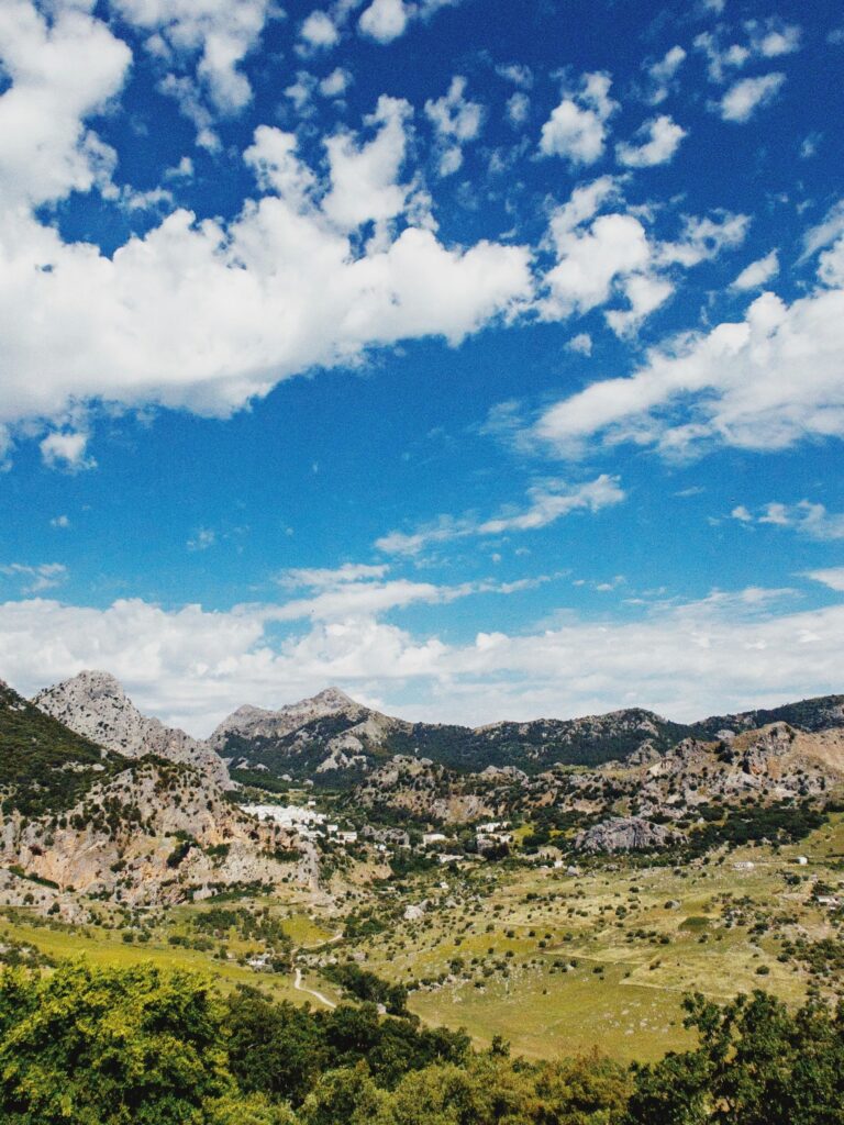 View to the small town Grazalema, in the Andalucian Mountains in Spain.