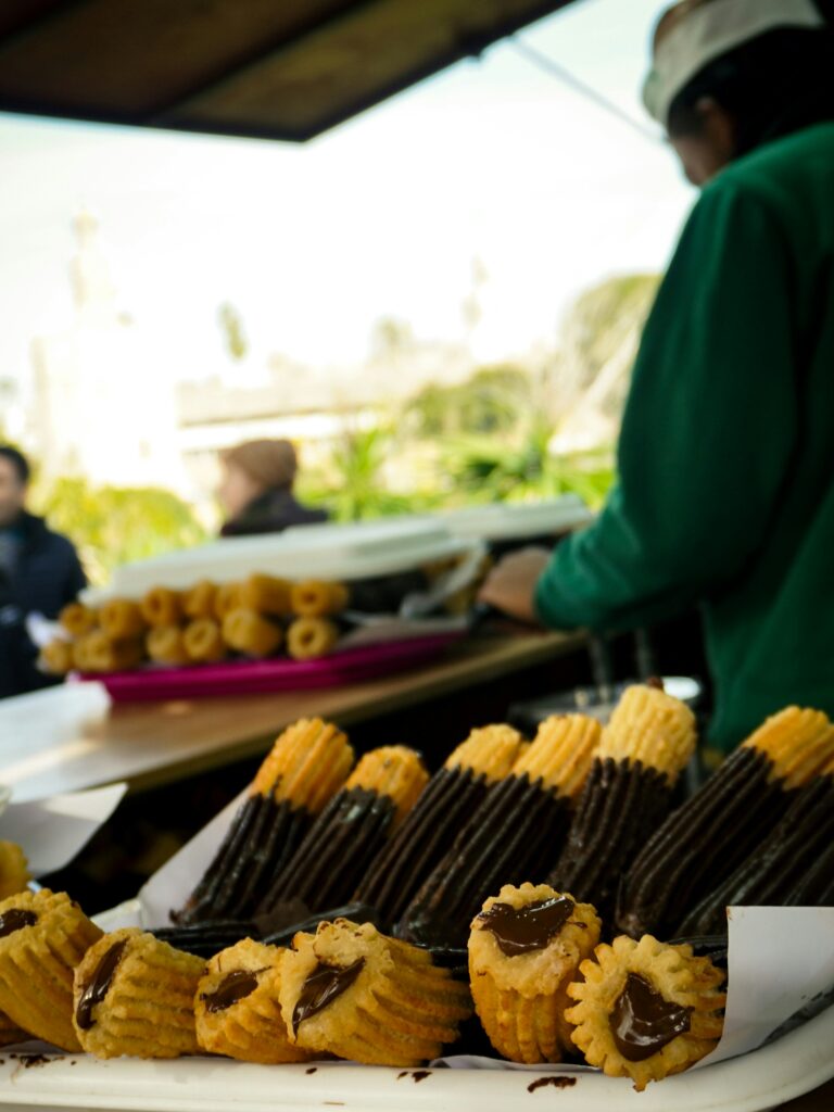 Churros con chocolate perfect for eating with kids in Seville