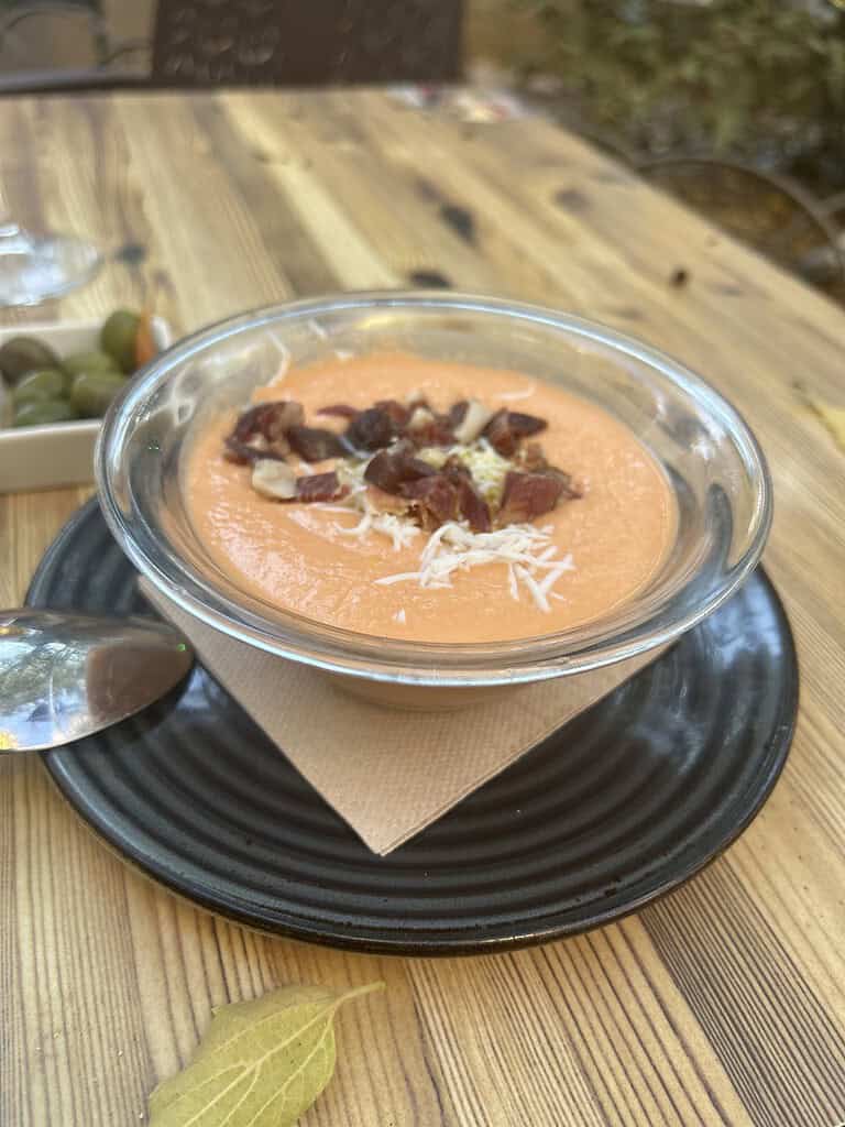 Best tapas in Seville Old Town - Salmorejo in Plaza de la Alfalfa