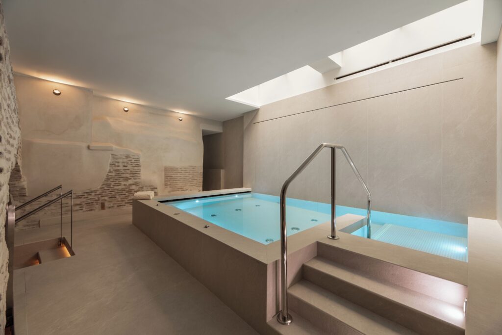 Private spa circuit at Áurea Hotel—relaxing moment in Toledo, Spain