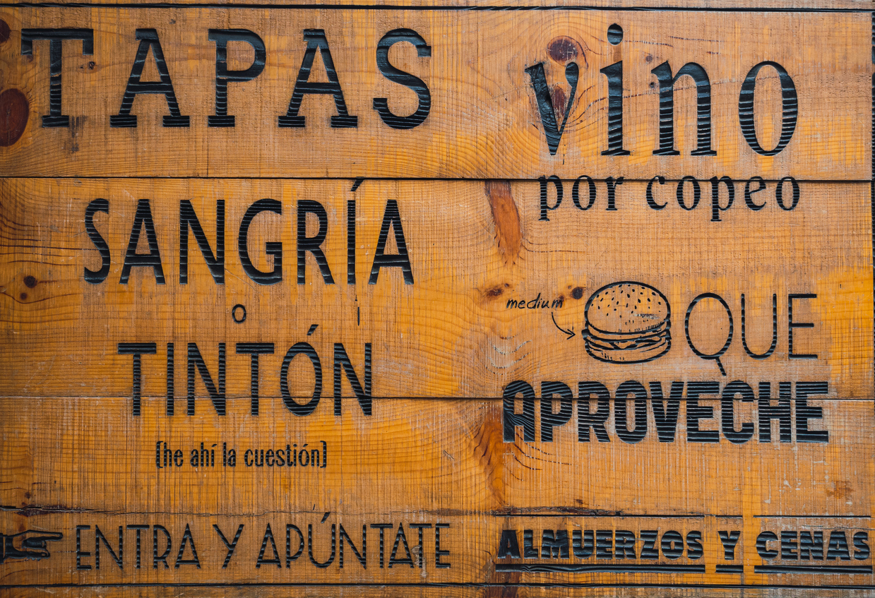 Spanish food and drink words illustrating useful Spanish phrases in Spain